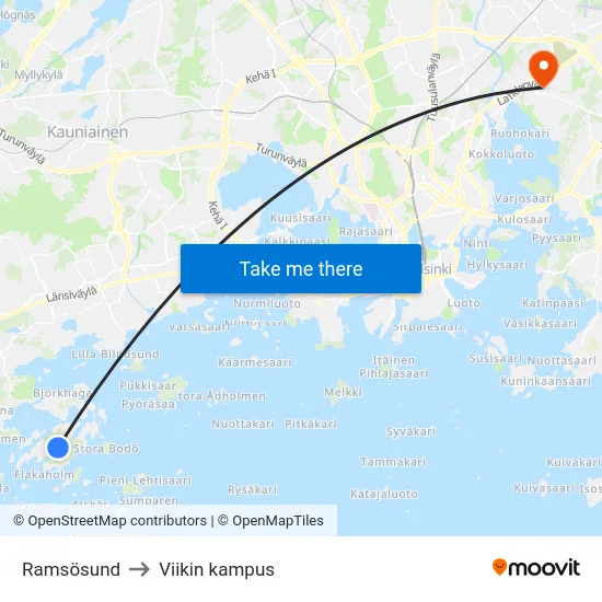 Ramsösund to Viikin kampus map