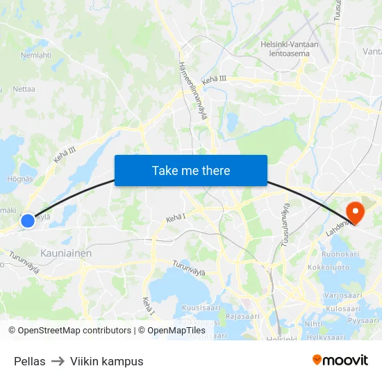 Pellas to Viikin kampus map