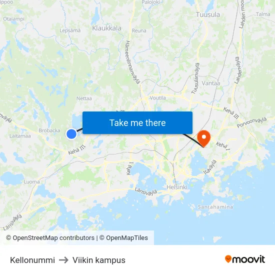 Kellonummi to Viikin kampus map