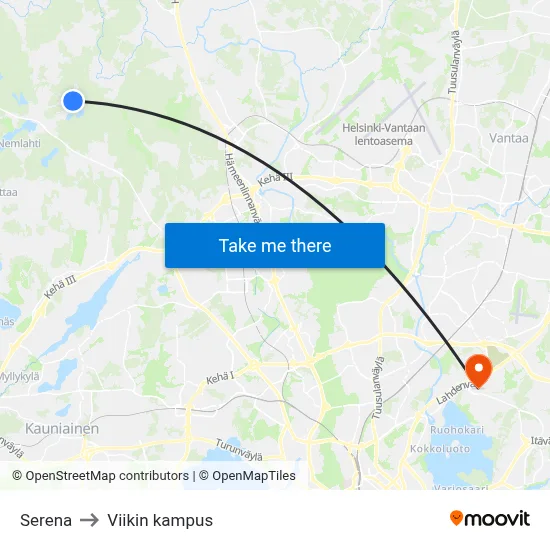 Serena to Viikin kampus map