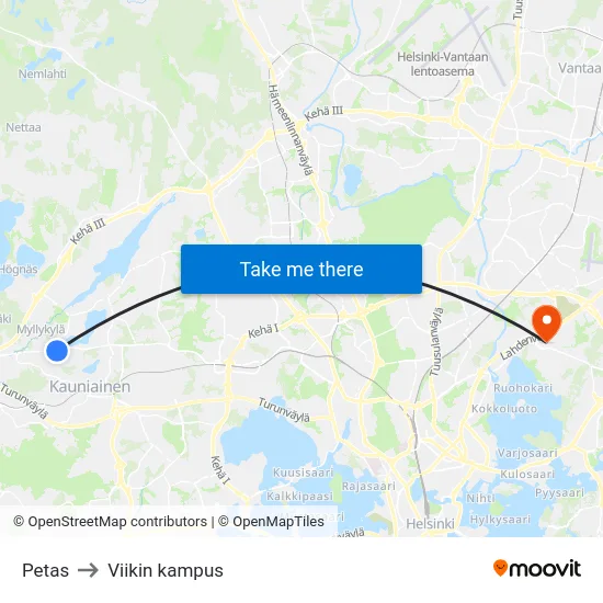 Petas to Viikin kampus map