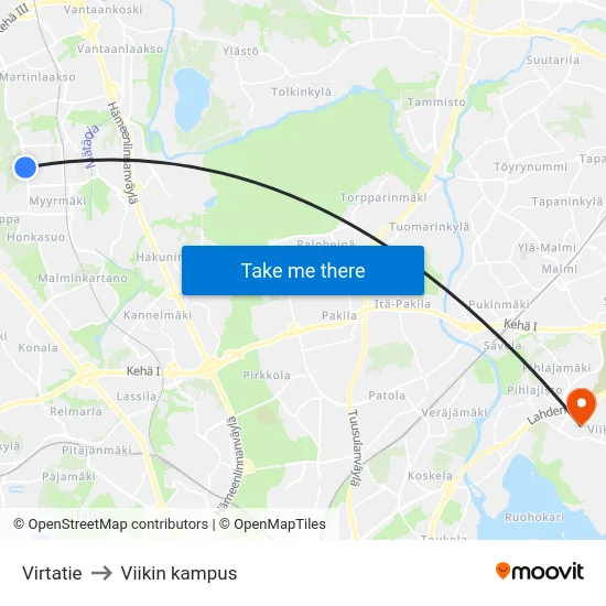 Virtatie to Viikin kampus map