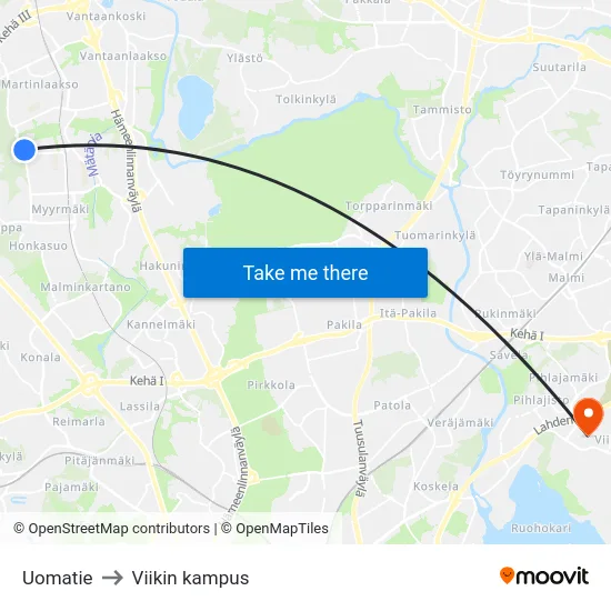 Uomatie to Viikin kampus map