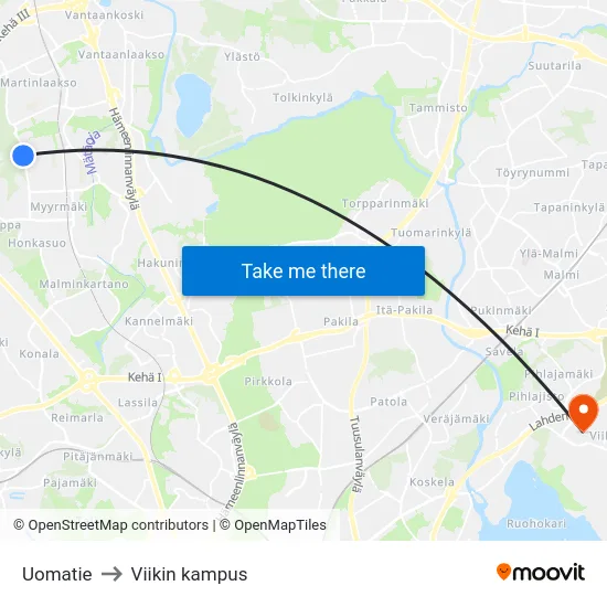 Uomatie to Viikin kampus map