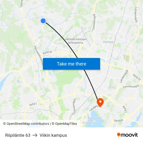 63 Riipilä Road to Viikki Campus map