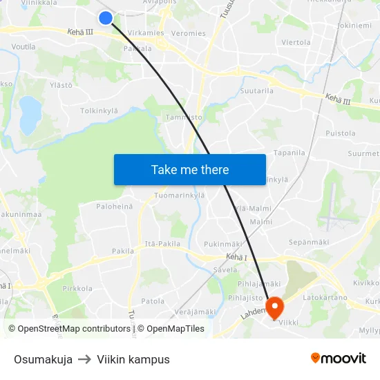 Osumakuja to Viikin kampus map