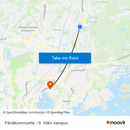 Päiväkummuntie to Viikin kampus map