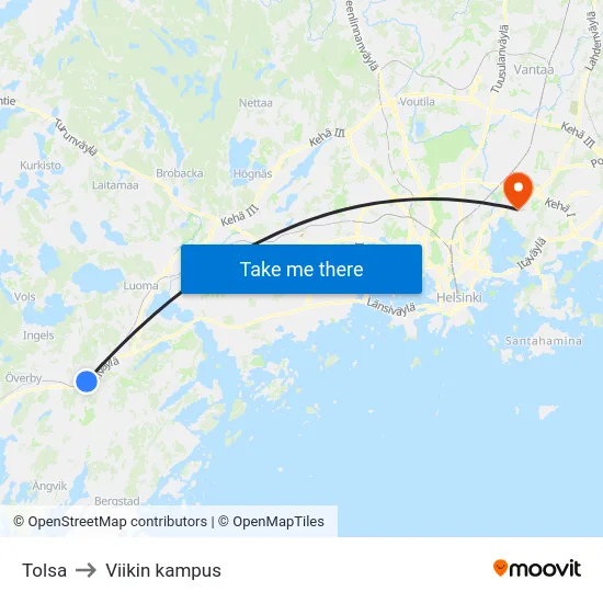 Tolsa to Viikin kampus map