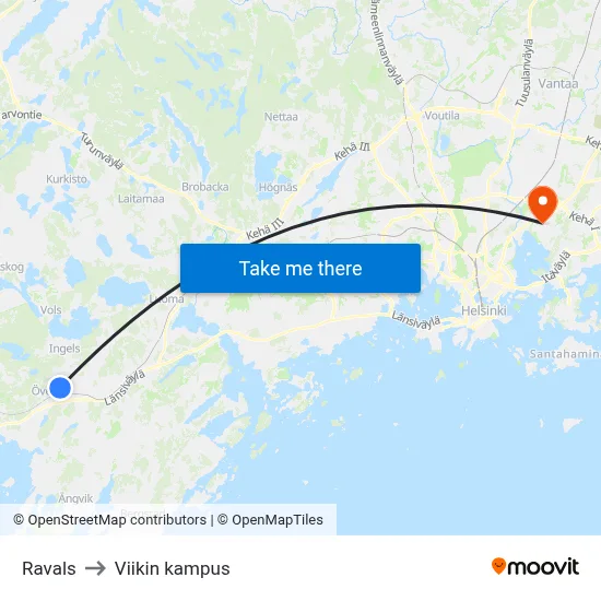 Ravals to Viikin kampus map