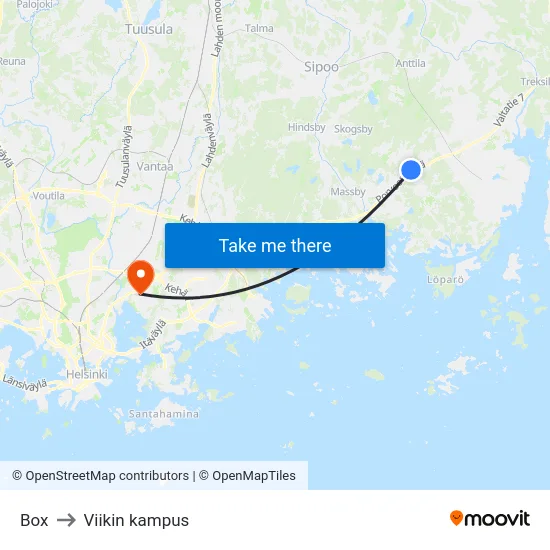 Box to Viikin kampus map