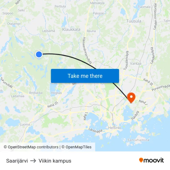 Saarijärvi to Viikin kampus map