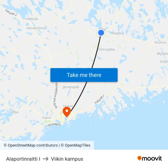 Alaportinraitti I to Viikin kampus map