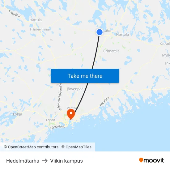 Hedelmätarha to Viikin kampus map