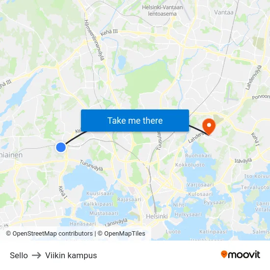 Sello to Viikin kampus map