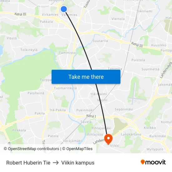 Robert Huberin Tie to Viikin kampus map