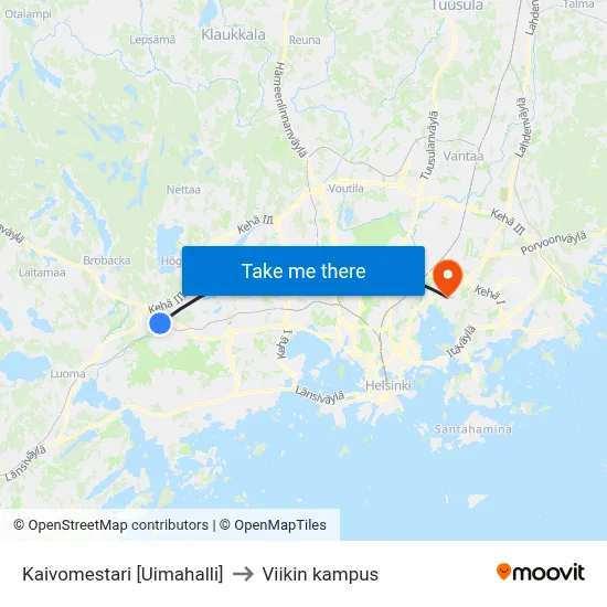 Well Master [Swimming Hall] to Viikki Campus map