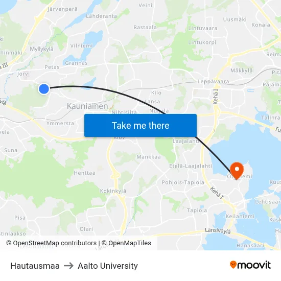 Hautausmaa to Aalto University map