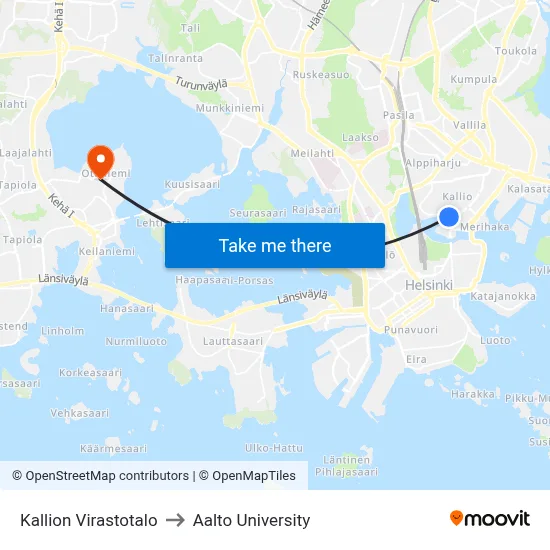 Kallio Government Building to Aalto University map