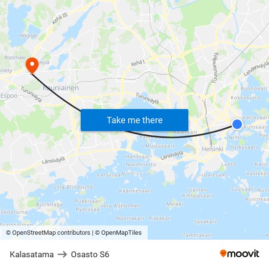 Kalasatama to Osasto S6 map