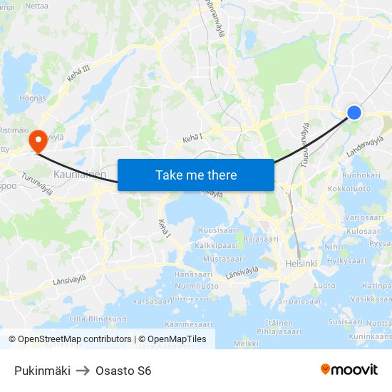 Pukinmäki to Osasto S6 map