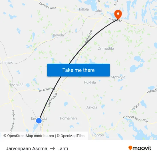 Järvenpään Asema to Lahti map