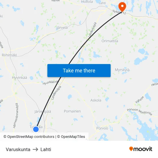 Garrison to Lahti map