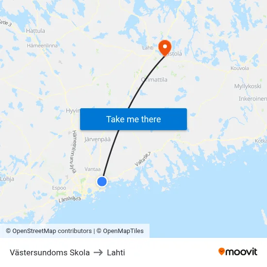 Västersundoms Skola to Lahti map