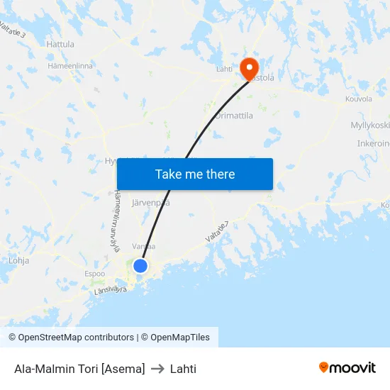 Ala-Malmin Tori [Asema] to Lahti map