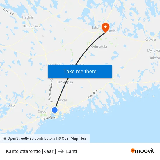 Kantelettarentie [Kaari] to Lahti map