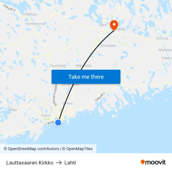 Lauttasaaren Kirkko to Lahti map