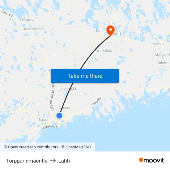 Torpparinmäentie to Lahti map