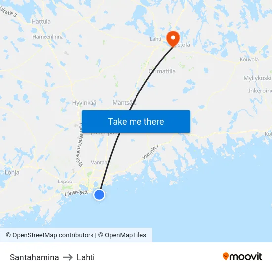 Santahamina to Lahti map