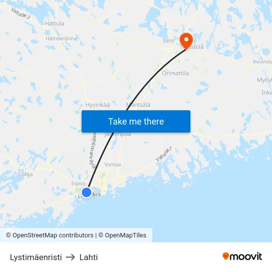 Lystimäenristi to Lahti map