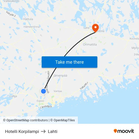 Hotelli Korpilampi to Lahti map