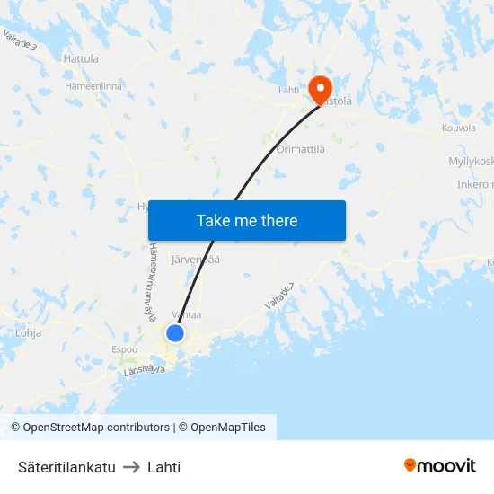 Säteritilankatu to Lahti map