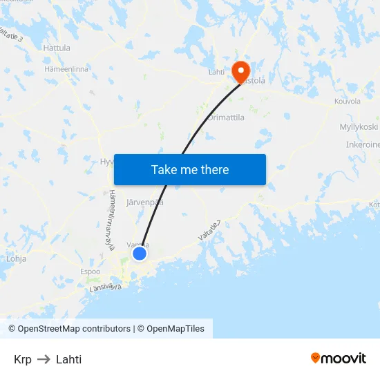 Krp to Lahti map