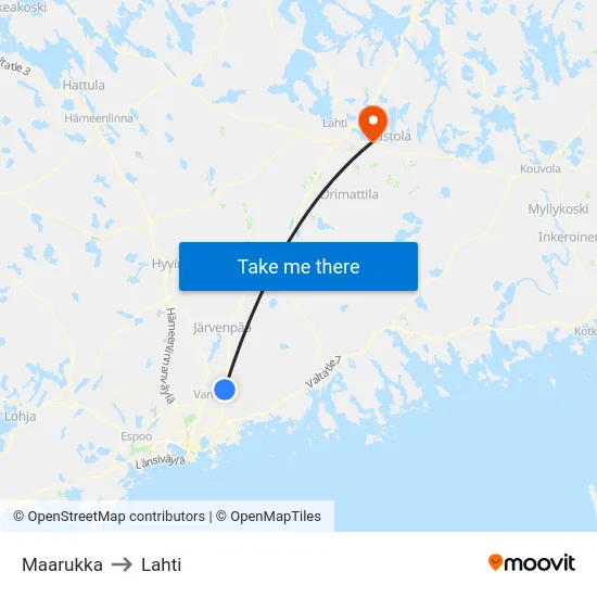 Maarukka to Lahti map