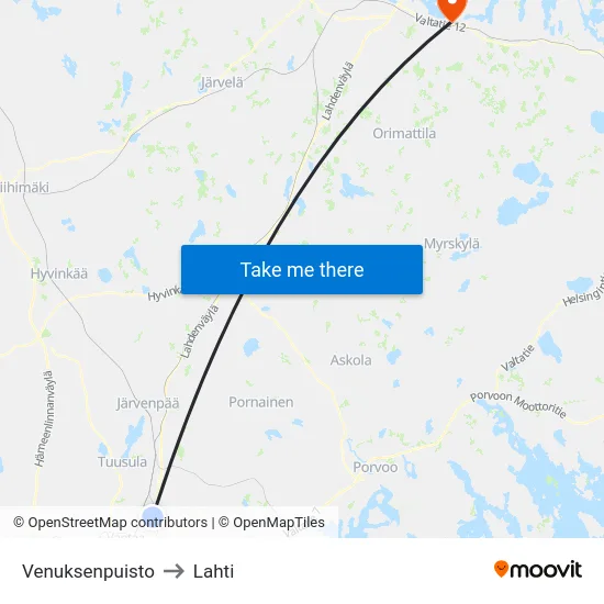 Venuksenpuisto to Lahti map