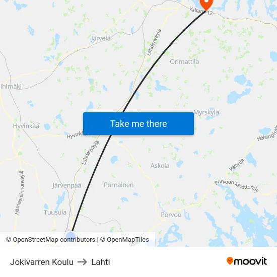 Jokivarren Koulu to Lahti map