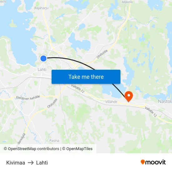 Kivimaa to Lahti map