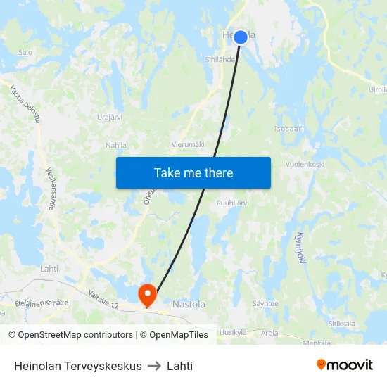 Heinolan Terveyskeskus to Lahti map