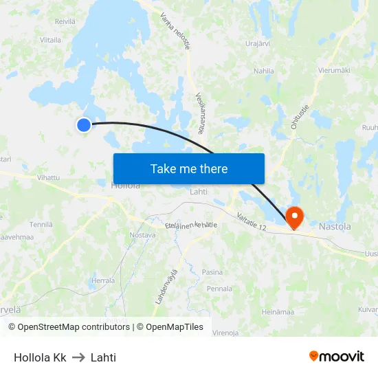 Hollola Kk to Lahti map