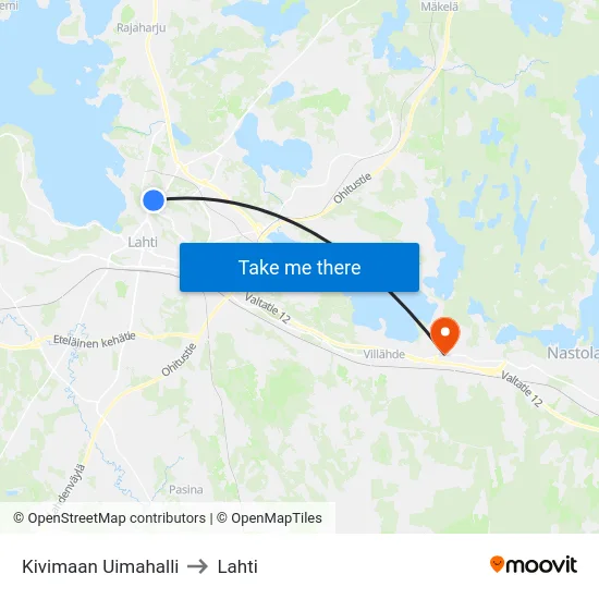 Kivimaan Uimahalli to Lahti map