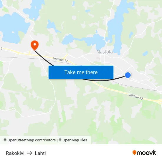 Rakokivi to Lahti map