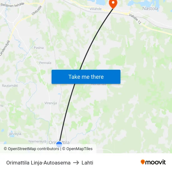 Orimattila Linja-Autoasema to Lahti map