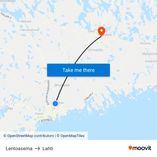 Lentoasema to Lahti map