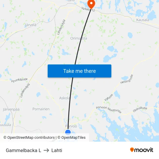Gammelbacka L to Lahti map