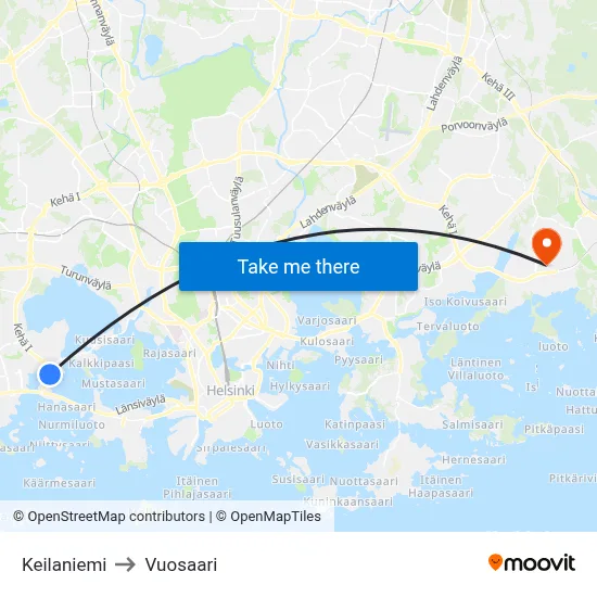 Keilaniemi to Vuosaari map