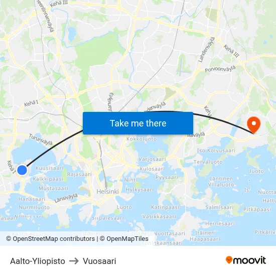 Aalto-Yliopisto to Vuosaari map
