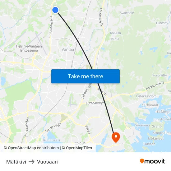 Mätäkivi to Vuosaari map